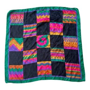 Women's Colorblock Geometeric Square Scarf Multicolor 33" x 33" Head Wrap Fall